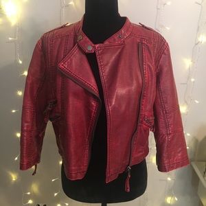 Day Trip crop faux leather jacket size large